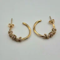 گوشواره طلای 18 عیار نگین دار رزگلد - 804