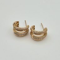 گوشواره میخی نگین دار طرح موازی - 2508